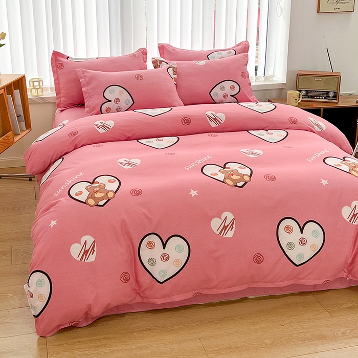 91家纺网 家纺一手货源 找家纺 简冠家纺 2023直播爆款北欧风亲肤植物羊绒磨毛四件套 泰迪熊