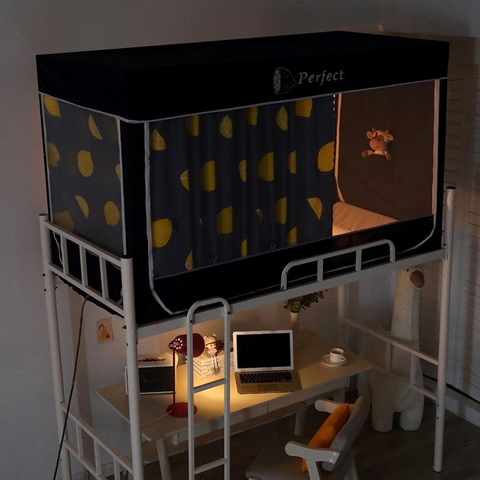 91家纺网 家纺一手货源 找家纺 锦逸家居 2025新款学生上下铺遮光防尘蚊帐 夏日柠檬