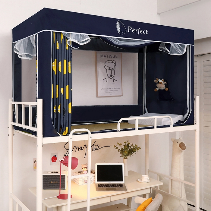 91家纺网 家纺一手货源 找家纺 锦逸家居 2025新款学生上下铺遮光防尘蚊帐 夏日柠檬