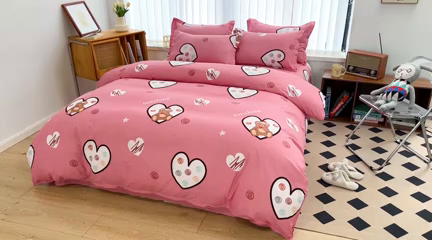 91家纺网 家纺一手货源 找家纺 简冠家纺 2023直播爆款北欧风亲肤植物羊绒磨毛四件套 泰迪熊