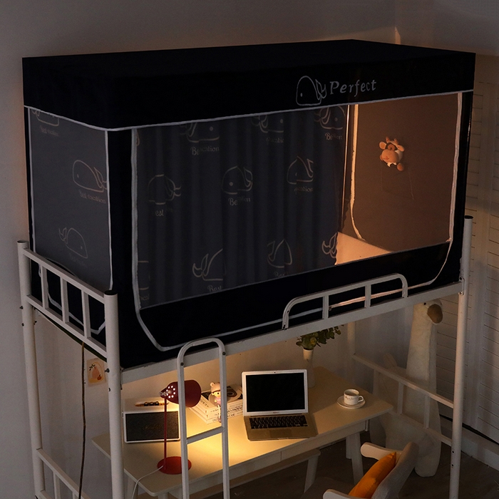 91家纺网 家纺一手货源 找家纺 锦逸家居 2025新款学生上下铺遮光防尘蚊帐 小鲸鱼