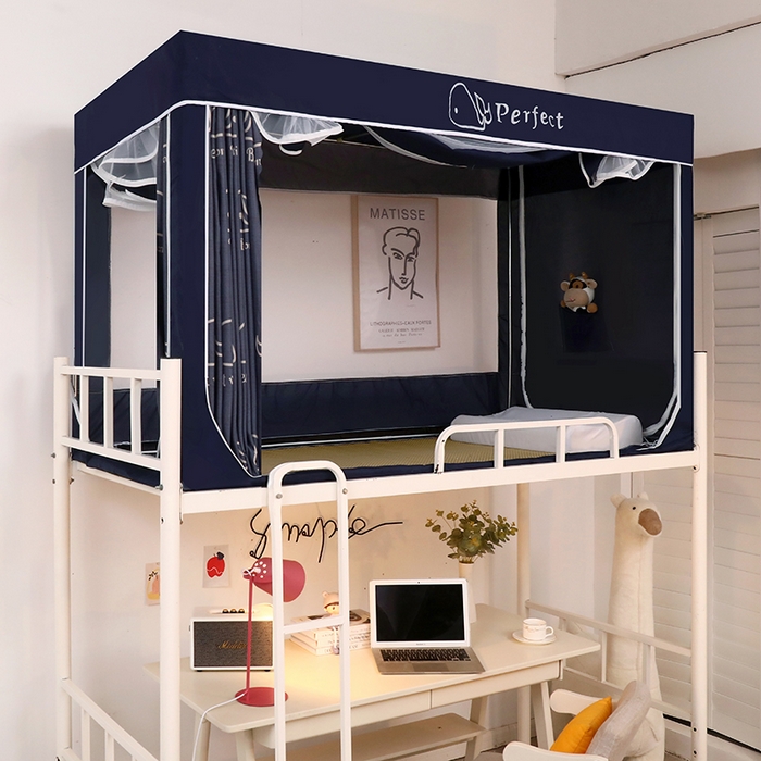 91家纺网 家纺一手货源 找家纺 锦逸家居 2025新款学生上下铺遮光防尘蚊帐 小鲸鱼