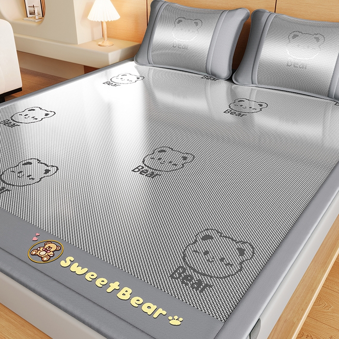 91家纺网 家纺一手货源 找家纺 （总）阿牛席业 2025春夏新款抑菌冰藤席凉席席子-甜蜜熊