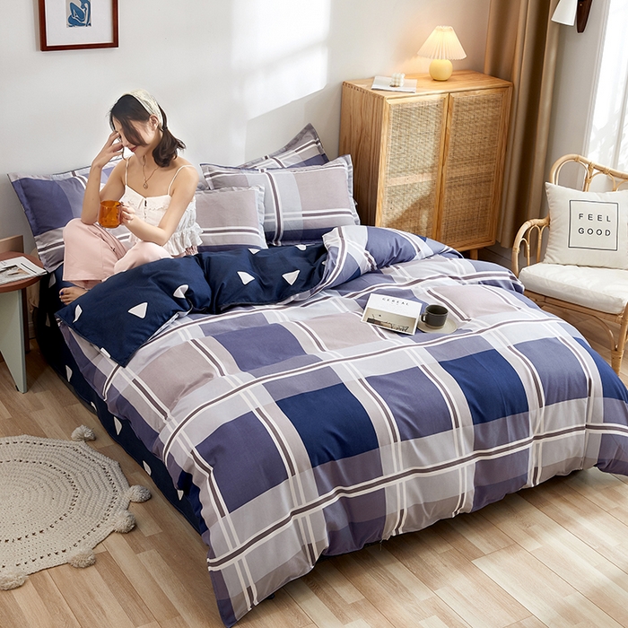 91家纺网 家纺一手货源 找家纺 简冠家纺 2023新款北欧风亲肤植物羊绒磨毛四件套 萨尔