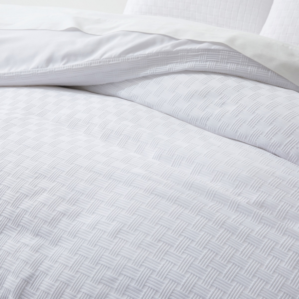 91家纺网 家纺一手货源 找家纺 子不语家纺2025新款跨境外贸 华夫格纯色三件套亚马逊Temu速卖通S hein沃尔玛专供 华夫格白色