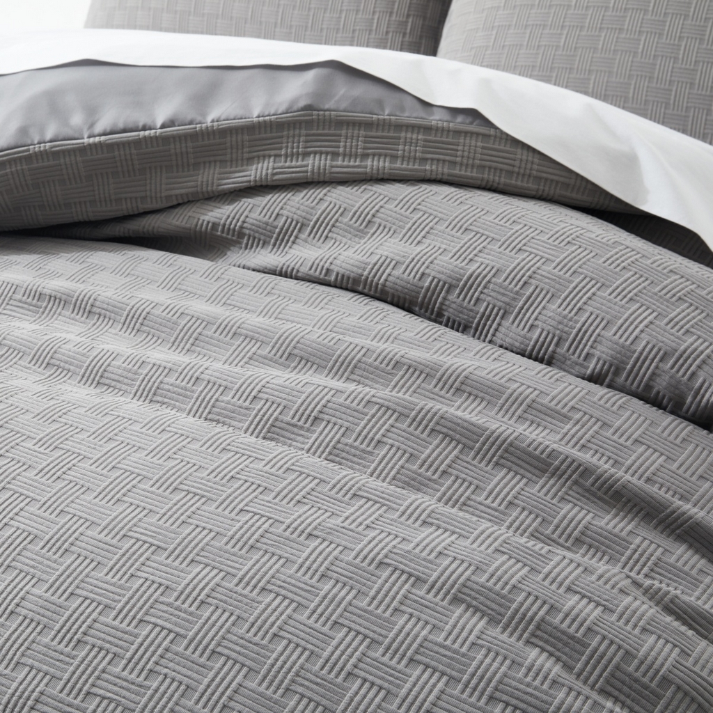 91家纺网 家纺一手货源 找家纺 子不语家纺2025新款跨境外贸 华夫格纯色三件套亚马逊Temu速卖通S hein沃尔玛专供 华夫格灰色