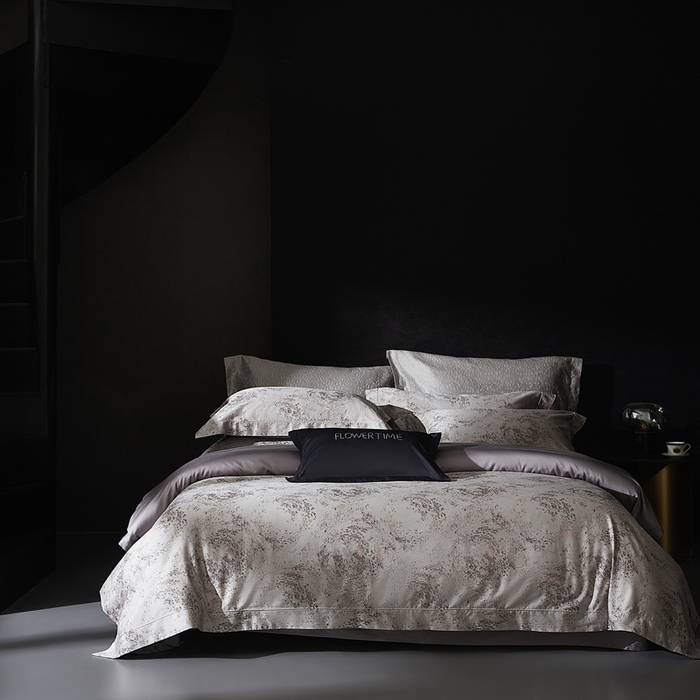 91家纺网 家纺一手货源 找家纺 花时间 2025新款天丝棉色织提花四件套系列-天光云影 天光云影 香槟