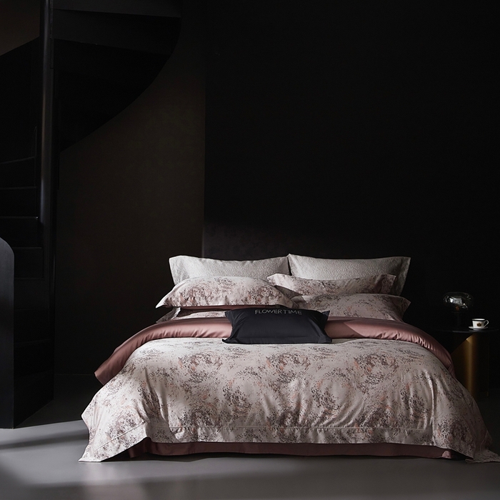 花时间 2025新款天丝棉色织提花四件套系列-天光云影 天光云影 咖