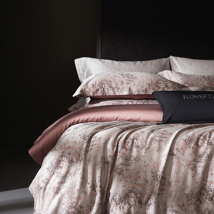 91家纺网 家纺一手货源 找家纺 花时间 2025新款天丝棉色织提花四件套系列-天光云影 天光云影 咖