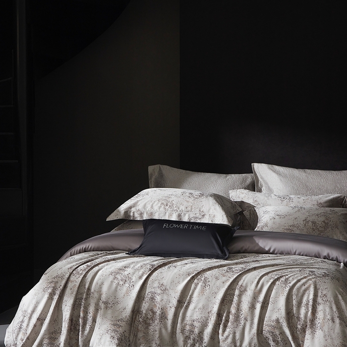 91家纺网 家纺一手货源 找家纺 花时间 2025新款天丝棉色织提花四件套系列-天光云影 天光云影 香槟