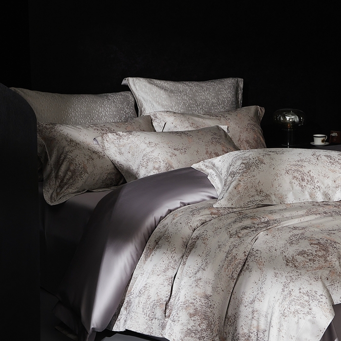 91家纺网 家纺一手货源 找家纺 花时间 2025新款天丝棉色织提花四件套系列-天光云影 天光云影 香槟