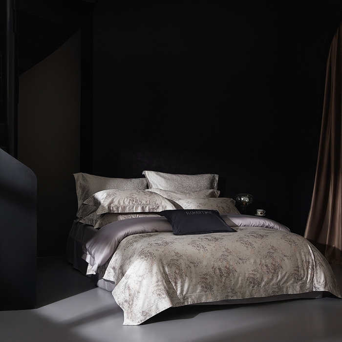 91家纺网 家纺一手货源 找家纺 花时间 2025新款天丝棉色织提花四件套系列-天光云影 天光云影 香槟