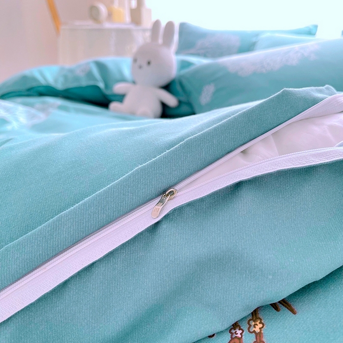 91家纺网 家纺一手货源 找家纺 简冠家纺 2023直播爆款北欧风亲肤植物羊绒磨毛四件套 鹿林