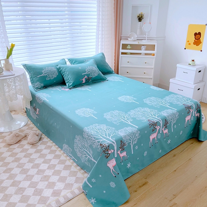 91家纺网 家纺一手货源 找家纺 简冠家纺 2023直播爆款北欧风亲肤植物羊绒磨毛四件套 鹿林