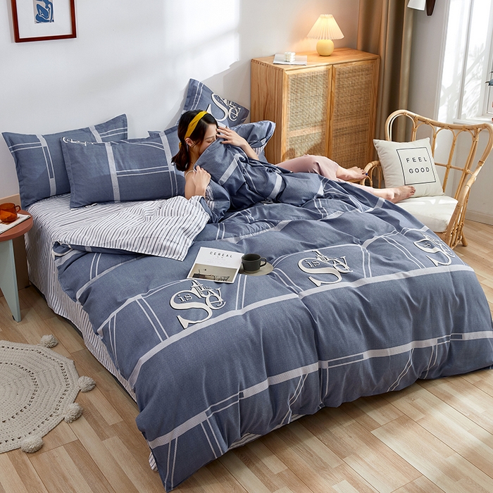 91家纺网 家纺一手货源 找家纺 简冠家纺 2023直播爆款北欧风亲肤植物羊绒磨毛四件套 新视觉