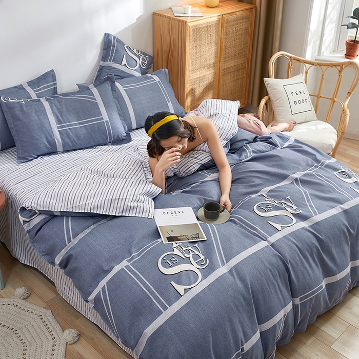 91家纺网 家纺一手货源 找家纺 简冠家纺 2023直播爆款北欧风亲肤植物羊绒磨毛四件套 新视觉