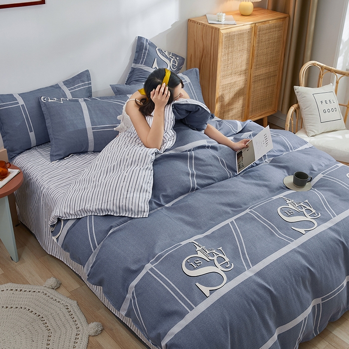 91家纺网 家纺一手货源 找家纺 简冠家纺 2023直播爆款北欧风亲肤植物羊绒磨毛四件套 新视觉