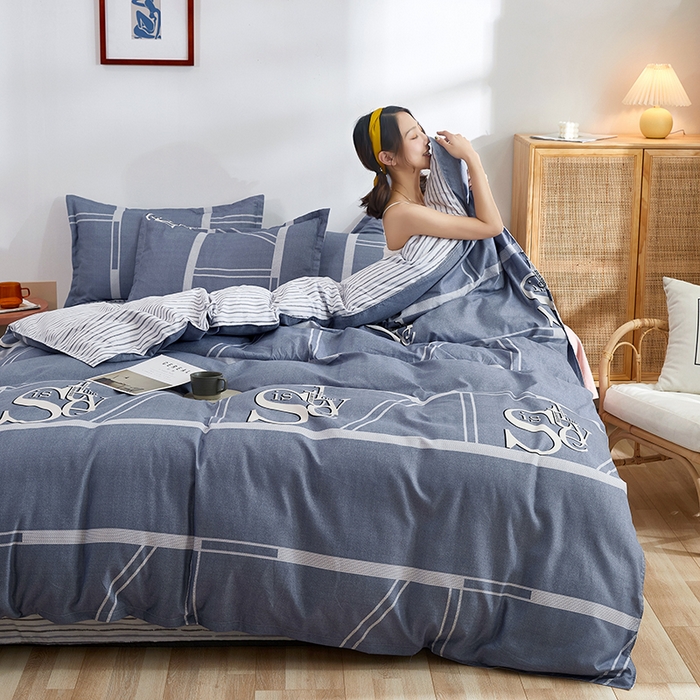 91家纺网 家纺一手货源 找家纺 简冠家纺 2023直播爆款北欧风亲肤植物羊绒磨毛四件套 新视觉