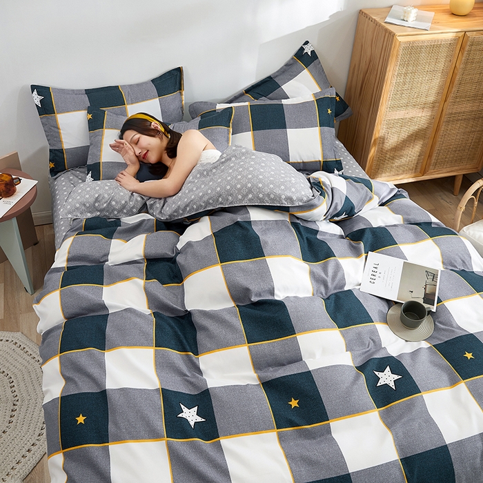 91家纺网 家纺一手货源 找家纺 简冠家纺 2023直播爆款北欧风亲肤植物羊绒磨毛四件套 星格梦