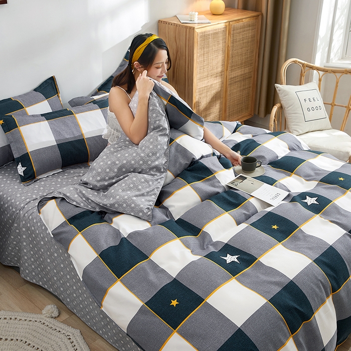 91家纺网 家纺一手货源 找家纺 简冠家纺 2023直播爆款北欧风亲肤植物羊绒磨毛四件套 星格梦