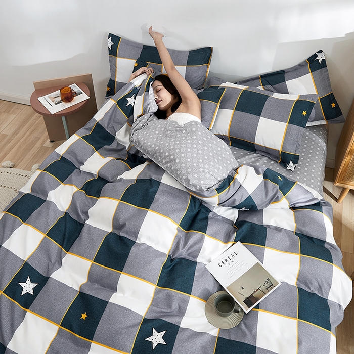 91家纺网 家纺一手货源 找家纺 简冠家纺 2023直播爆款北欧风亲肤植物羊绒磨毛四件套 星格梦