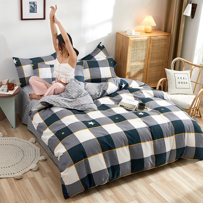 91家纺网 家纺一手货源 找家纺 简冠家纺 2023直播爆款北欧风亲肤植物羊绒磨毛四件套 星格梦