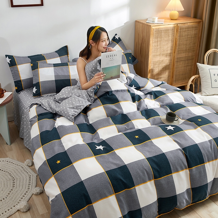 91家纺网 家纺一手货源 找家纺 简冠家纺 2023直播爆款北欧风亲肤植物羊绒磨毛四件套 星格梦