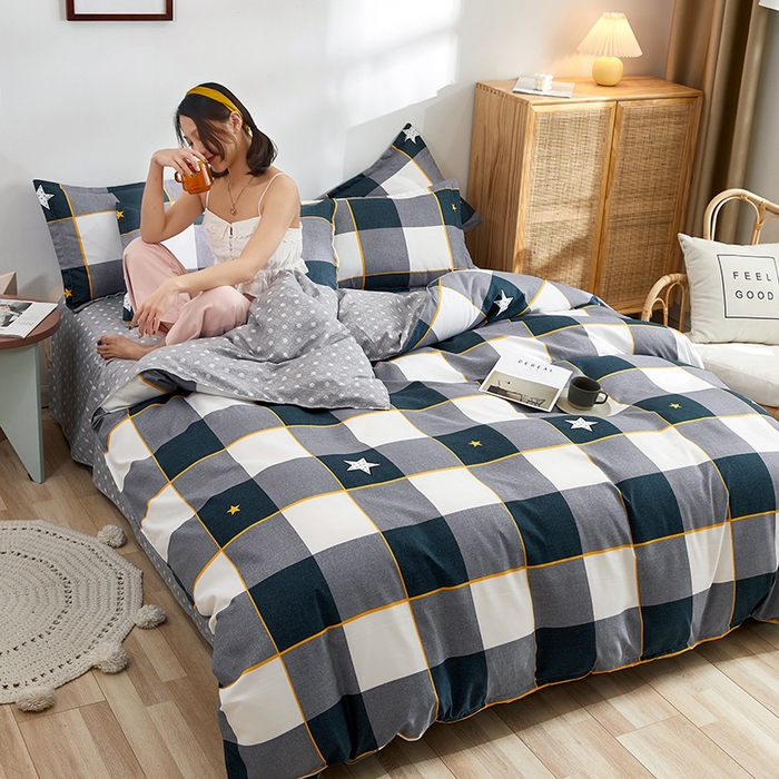 91家纺网 家纺一手货源 找家纺 简冠家纺 2023直播爆款北欧风亲肤植物羊绒磨毛四件套 星格梦