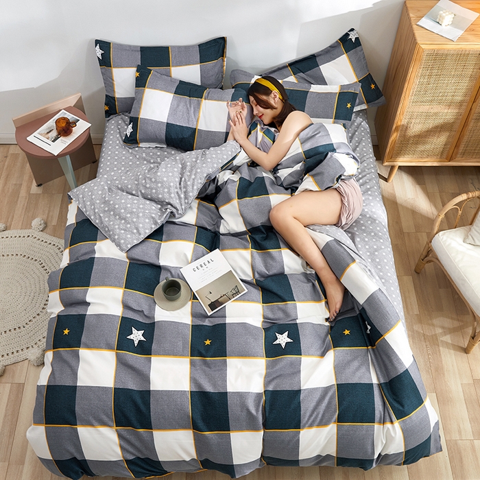 91家纺网 家纺一手货源 找家纺 简冠家纺 2023直播爆款北欧风亲肤植物羊绒磨毛四件套 星格梦