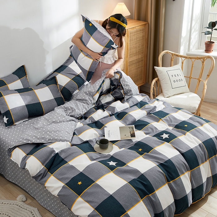 91家纺网 家纺一手货源 找家纺 简冠家纺 2023直播爆款北欧风亲肤植物羊绒磨毛四件套 星格梦