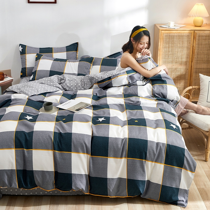 91家纺网 家纺一手货源 找家纺 简冠家纺 2023直播爆款北欧风亲肤植物羊绒磨毛四件套 星格梦