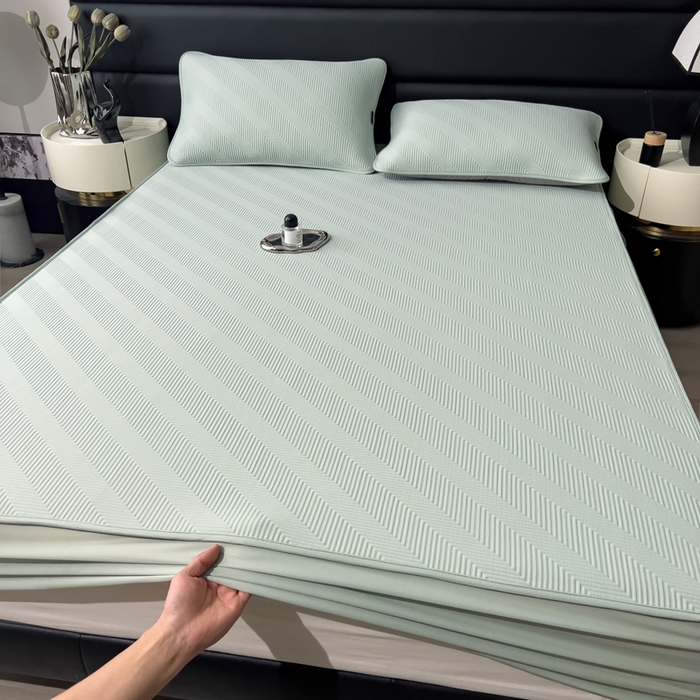 91家纺网 家纺一手货源 找家纺 席世家 2025春夏新款A类凉感席冰川凉席空调席-罗拉 1.5m控价不低于169元   谢谢配合  需要手提袋+5元 罗拉-抹茶绿（床笠款）