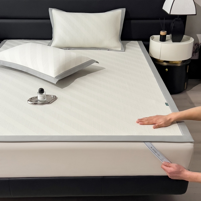 席世家 2025春夏新款A类凉感席冰川凉席空调席-罗拉 1.5m控价不低于169元   谢谢配合  需要手提袋+5元 罗拉-米白（绑带款）