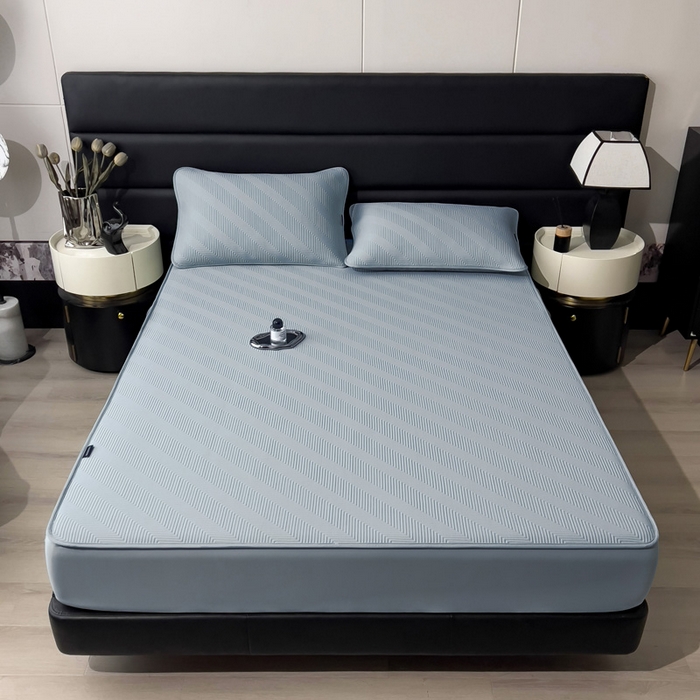 91家纺网 家纺一手货源 找家纺 席世家 2025春夏新款A类凉感席冰川凉席空调席-罗拉 1.5m控价不低于169元   谢谢配合  需要手提袋+5元 罗拉-蓝（床笠款）