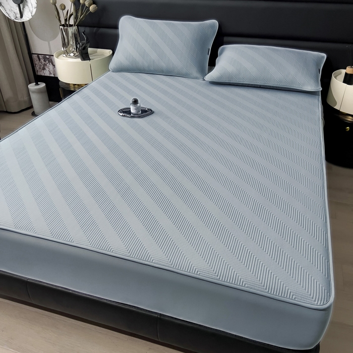 91家纺网 家纺一手货源 找家纺 席世家 2025春夏新款A类凉感席冰川凉席空调席-罗拉 1.5m控价不低于169元   谢谢配合  需要手提袋+5元 罗拉-蓝（床笠款）