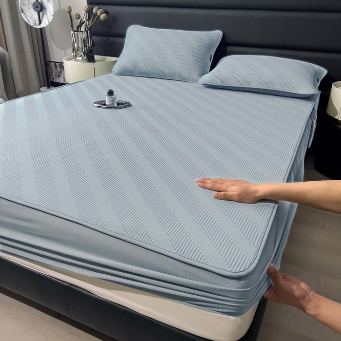 91家纺网 家纺一手货源 找家纺 席世家 2025春夏新款A类凉感席冰川凉席空调席-罗拉 1.5m控价不低于169元   谢谢配合  需要手提袋+5元 罗拉-蓝（床笠款）