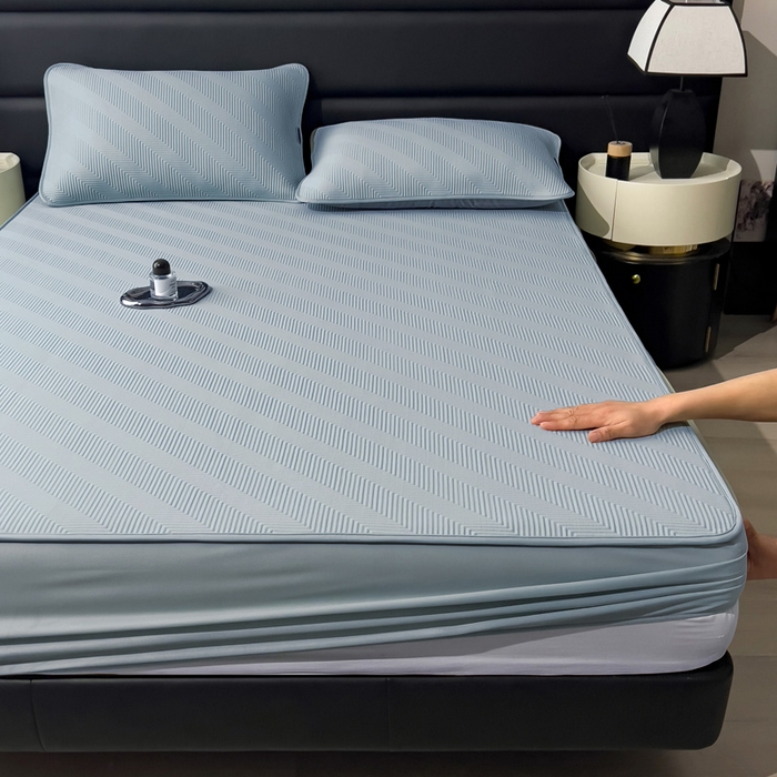 91家纺网 家纺一手货源 找家纺 席世家 2025春夏新款A类凉感席冰川凉席空调席-罗拉 1.5m控价不低于169元   谢谢配合  需要手提袋+5元 罗拉-蓝（床笠款）