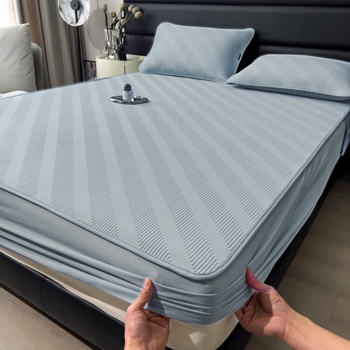 91家纺网 家纺一手货源 找家纺 席世家 2025春夏新款A类凉感席冰川凉席空调席-罗拉 1.5m控价不低于169元   谢谢配合  需要手提袋+5元 罗拉-蓝（床笠款）