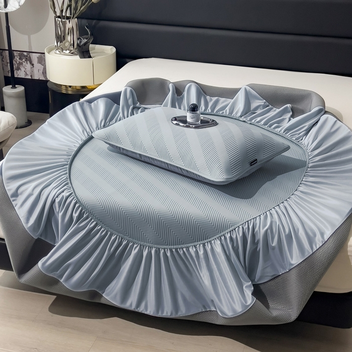 91家纺网 家纺一手货源 找家纺 席世家 2025春夏新款A类凉感席冰川凉席空调席-罗拉 1.5m控价不低于169元   谢谢配合  需要手提袋+5元 罗拉-蓝（床笠款）