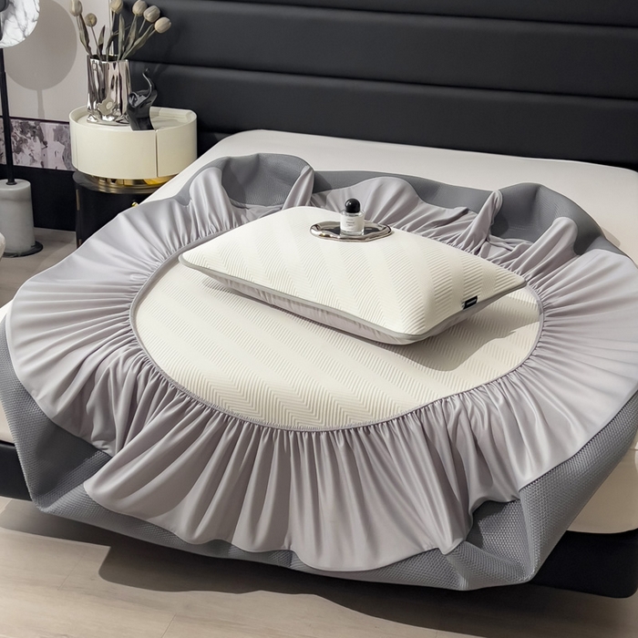 91家纺网 家纺一手货源 找家纺 席世家 2025春夏新款A类凉感席冰川凉席空调席-罗拉 1.5m控价不低于169元   谢谢配合  需要手提袋+5元 罗拉-米白（床笠款）