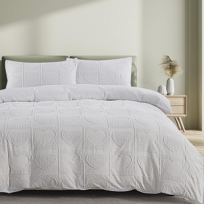 91家纺网 家纺一手货源 找家纺 子不语家纺2025新款跨境外贸 剪花簇绒纯色三件套亚马逊Temu速卖 通Shein沃尔玛专供 爱心白