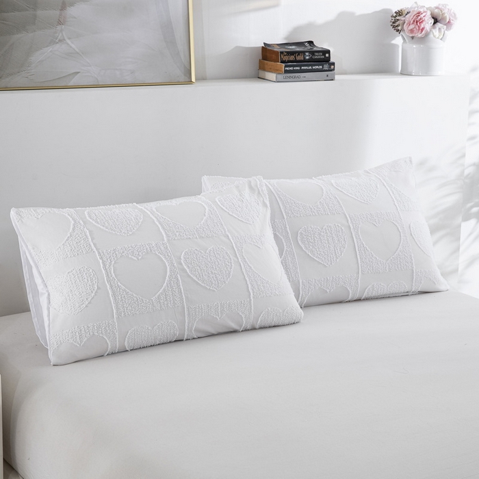 91家纺网 家纺一手货源 找家纺 子不语家纺2025新款跨境外贸 剪花簇绒纯色三件套亚马逊Temu速卖 通Shein沃尔玛专供 爱心白