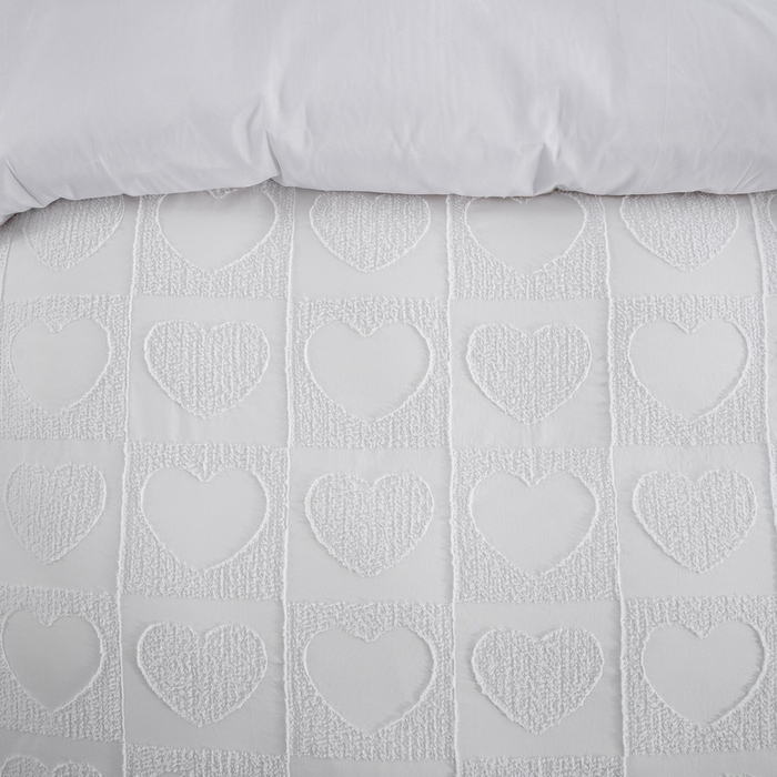 91家纺网 家纺一手货源 找家纺 子不语家纺2025新款跨境外贸 剪花簇绒纯色三件套亚马逊Temu速卖 通Shein沃尔玛专供 爱心白