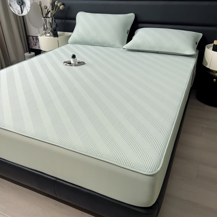 91家纺网 家纺一手货源 找家纺 席世家 2025春夏新款A类凉感席冰川凉席空调席-罗拉 1.5m控价不低于169元   谢谢配合  需要手提袋+5元 罗拉-抹茶绿（床笠款）