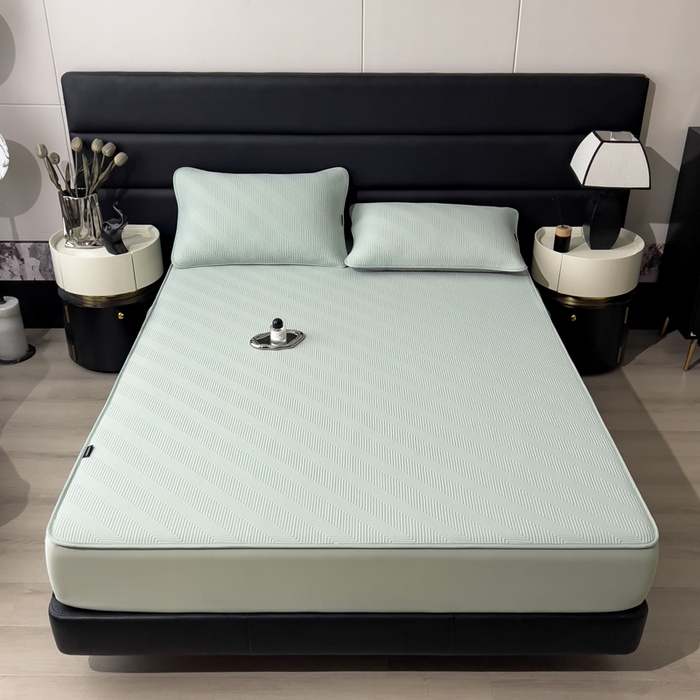 91家纺网 家纺一手货源 找家纺 席世家 2025春夏新款A类凉感席冰川凉席空调席-罗拉 1.5m控价不低于169元   谢谢配合  需要手提袋+5元 罗拉-抹茶绿（床笠款）