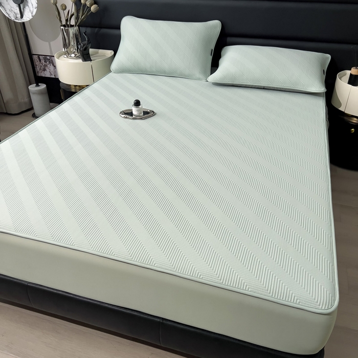 91家纺网 家纺一手货源 找家纺 席世家 2025春夏新款A类凉感席冰川凉席空调席-罗拉 1.5m控价不低于169元   谢谢配合  需要手提袋+5元 罗拉-抹茶绿（床笠款）