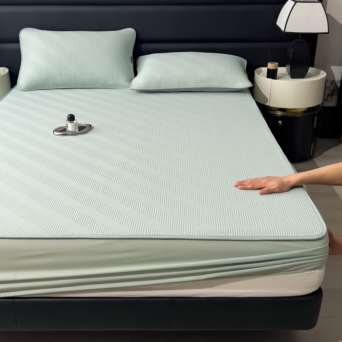 91家纺网 家纺一手货源 找家纺 席世家 2025春夏新款A类凉感席冰川凉席空调席-罗拉 1.5m控价不低于169元   谢谢配合  需要手提袋+5元 罗拉-抹茶绿（床笠款）