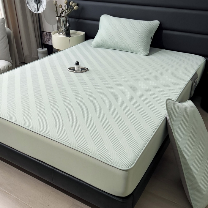 91家纺网 家纺一手货源 找家纺 席世家 2025春夏新款A类凉感席冰川凉席空调席-罗拉 1.5m控价不低于169元   谢谢配合  需要手提袋+5元 罗拉-抹茶绿（床笠款）