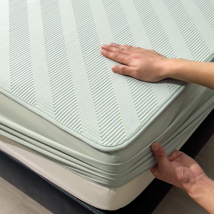 91家纺网 家纺一手货源 找家纺 席世家 2025春夏新款A类凉感席冰川凉席空调席-罗拉 1.5m控价不低于169元   谢谢配合  需要手提袋+5元 罗拉-抹茶绿（床笠款）