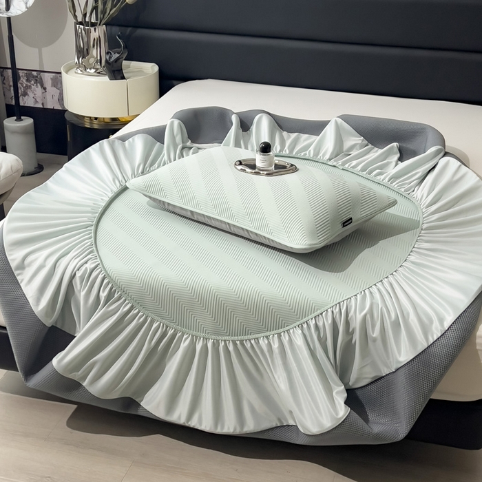 91家纺网 家纺一手货源 找家纺 席世家 2025春夏新款A类凉感席冰川凉席空调席-罗拉 1.5m控价不低于169元   谢谢配合  需要手提袋+5元 罗拉-抹茶绿（床笠款）